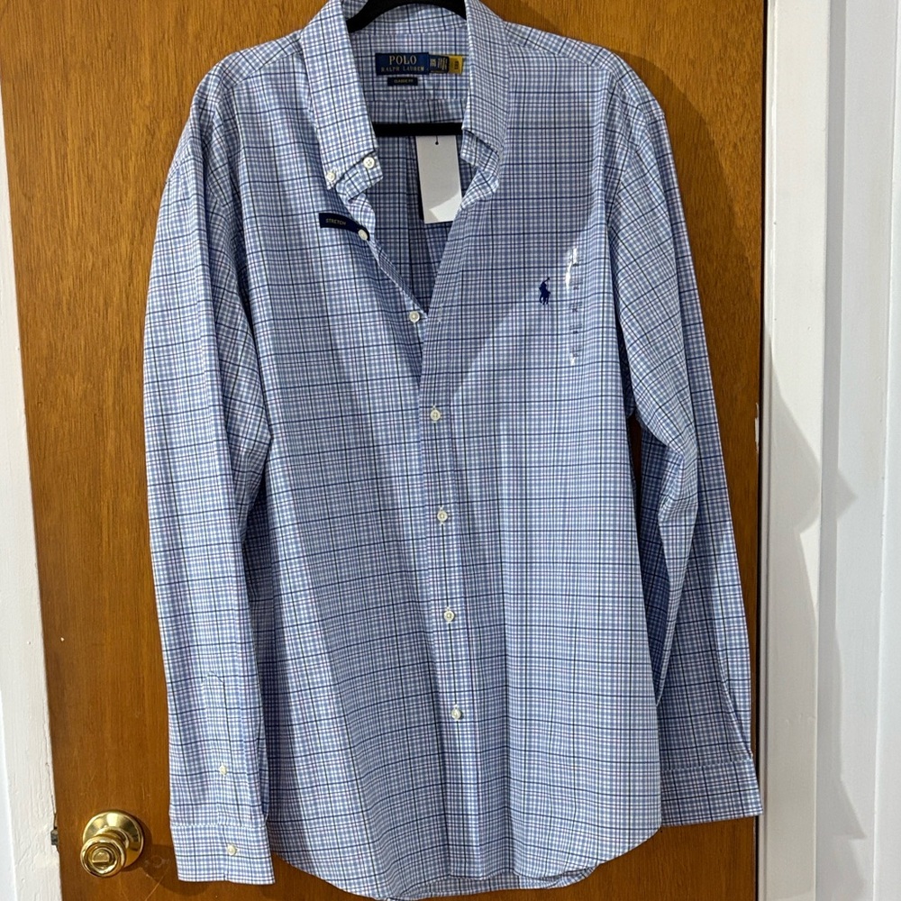 Ralph Lauren Men's Blue Plaid Button-Down Shirt
